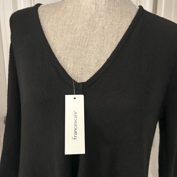 NWT! Francesca’s Alya Black V Neck 3/4 Sleeve Shift Mini Dress Size Medium - Picture 4 of 8